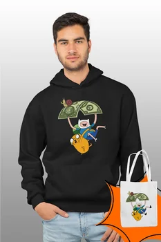 

Angemiel Wear Money Sticking Finn And Jack Black Male Hooded Sweatshirt Bags Kombin