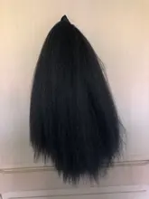 Pelucas de diadema rizadas y rectas Yaki, pelo sintético liso, sin pelucas frontales de encaje para mujeres negras, hechas a máquina de Wigs16-28 pulgadas