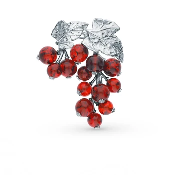 

Silver brooch with amber sunlight sample 925