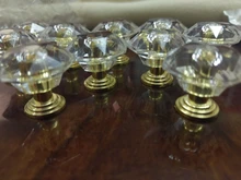 10 Uds acrílico Perillas de cristal tirador del cajón del armario perilla de manija de puerta en forma de diamante de la perilla de gabinete accesorio de muebles para el hogar sin tornillos