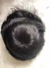 Peluca de cabello humano para hombre, tupé de piel sintética con sistema de cabello fino suave de 0,06mm de grosor, hecha a mano, con prótesis capilar Natural