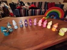 Muñecas de arcoíris de madera de ganchillo, en gorros para Pastel, bloques apilables, muñecas NATURALES DE MADERA EN sombrero tejido, juguete Montessori, 6/12 Uds.