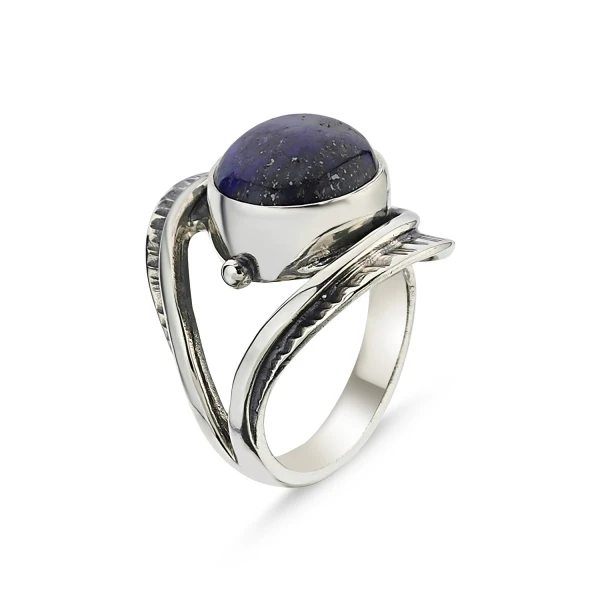 

Silver 925 Sterling Lapis Lazuli Stone Handwork Adjustable Tall Ring