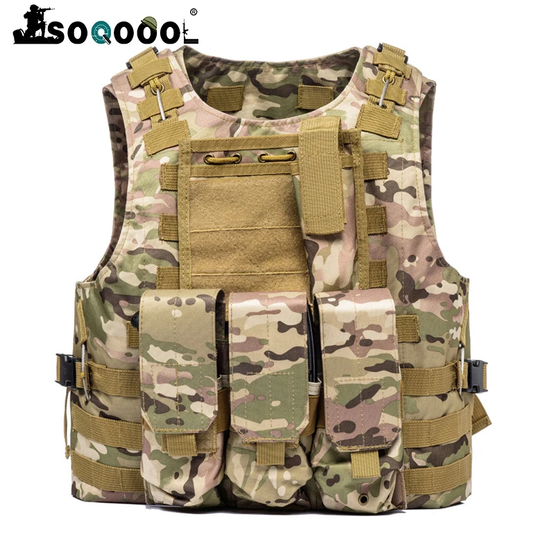 

Soqoool Molle Army Combat Tactical Vest US Soldier Military Uniform Camouflage Vests Men Pocket Paintball Airsoft Nylon Vest