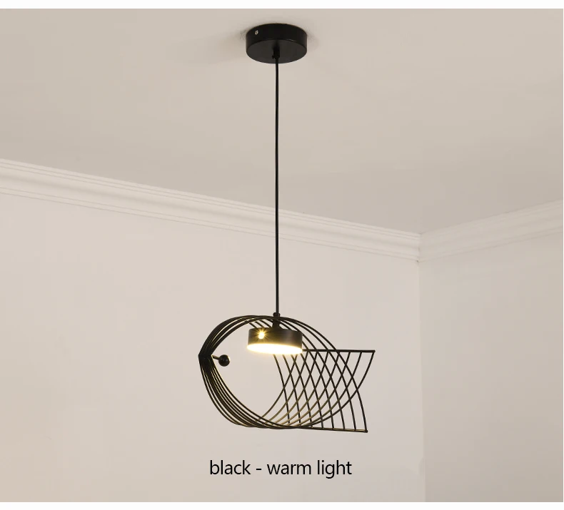 Modern LED Chandeliers For The Kitchen Dining Table Creative Fish Iron Hanging Lights Gold Black White Ceiling Pendant Lamp 2022 entryway chandelier