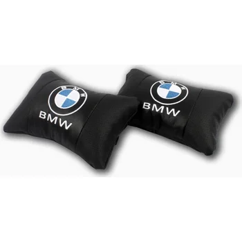 

Bmw 2 Pieces Black Luxury Stitched Car Leather Neck Pillow Seat Head Support
