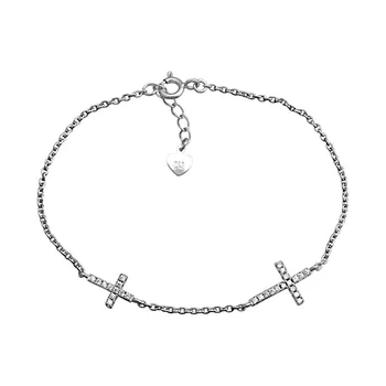 

Law silver bracelet 925m. Rhodium crossings zircons [AA4215]