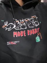 Sudadera con capucha para mujer, con estampado de conejo, estilo coreano, Kawaii, de poliéster, Harajuku