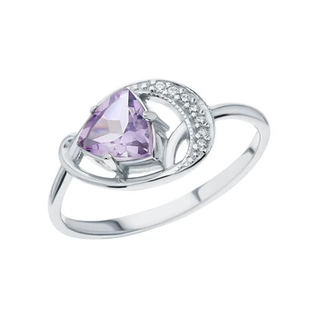 

Silver ring with amethyst and cubic zirconium sunlight sample 925