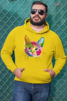

Angemiel Wear Colorful Kitty Yellow Men 'S Hooded Sweatshirt