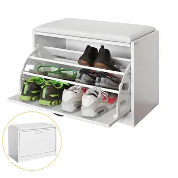 

SoBuy Shoe Storage Bench, Shoe Cabinet with Removable Cushioned Seat,FSR16-W