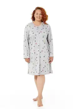 

Mabel Intima Nightgown Women Long Sleeve with Buttons Grey Color and print undershirt Stars-topos Sizes Great