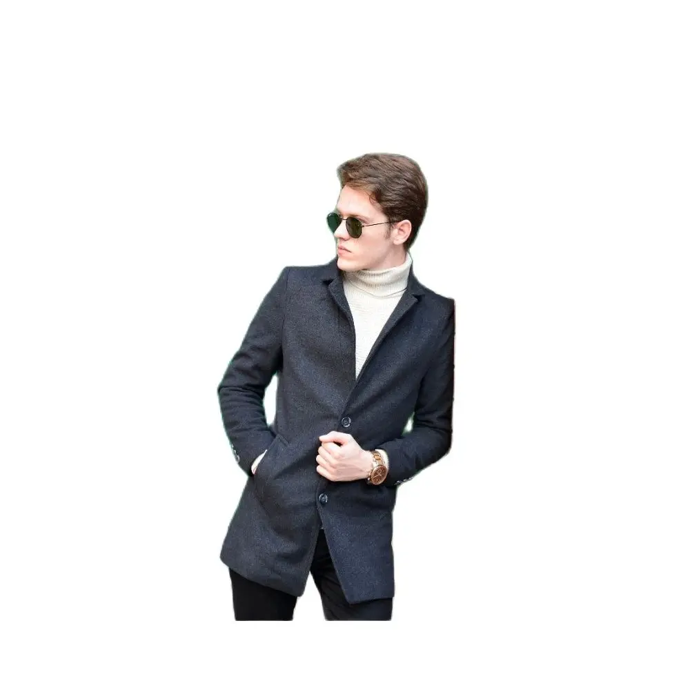 Men's Smoked Stand-Up Collar Cachet Coat 2021 Autumn Winter Season Outerwear HighQuality Sleeve Button DetailedSlimFit Youngstyl