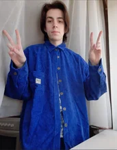 Privathinker-camisas de manga larga de pana para hombre y mujer, camisa Coreana de moda informal de gran tamaño, ropa estampada, otoño