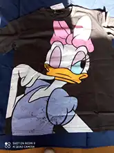 Black T-Shirt Daisy Duck Cartoon Print Sweet Women Cute Disney Fashion Tee-Tops Pullover