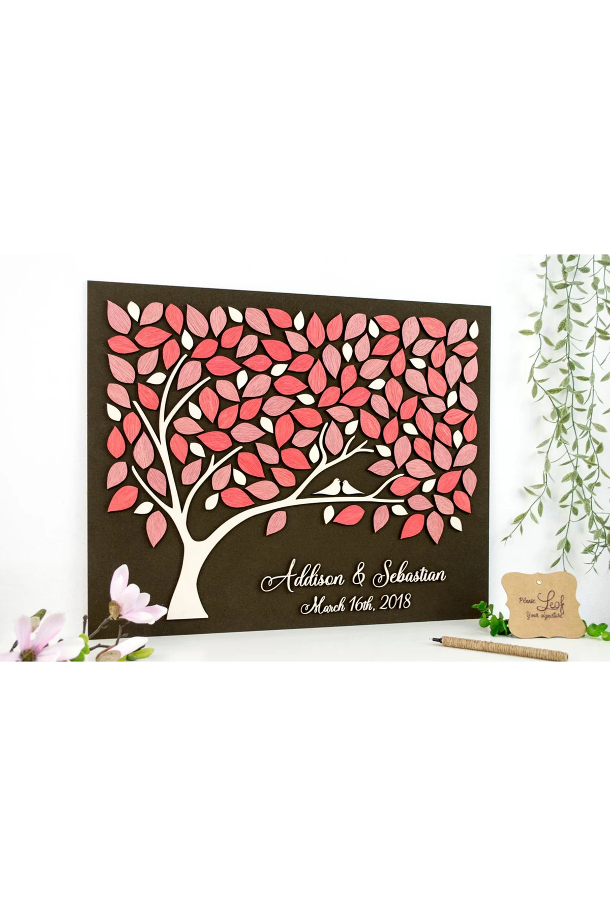 Wedding Guest Visitor Signature Book Wooden Personalized Alternatives to Names Date Mr and Mrs Mariage 3D Love Valentine's Rusti | Дом и
