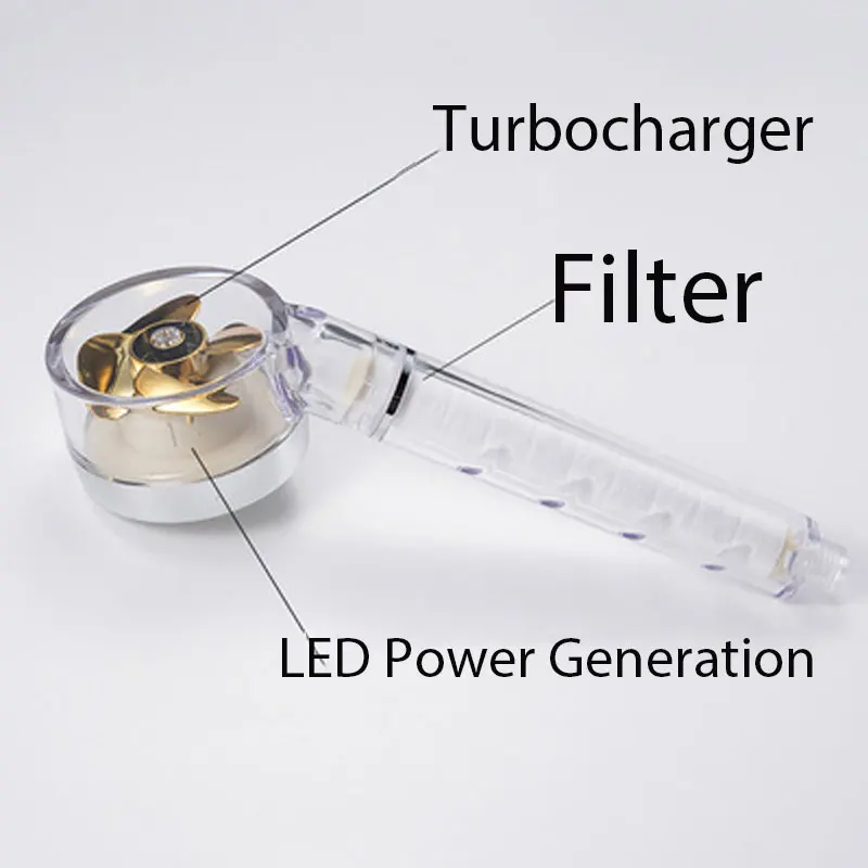 Shower Head Shower Nozzle Led Shower Head Turbocharger Color Changing Temperature Sensor Bathroom High Pressure Water Saving