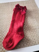 Calcetines con lazo para niñas recién nacidas, medias antideslizantes de algodón de felpa, hasta la rodilla