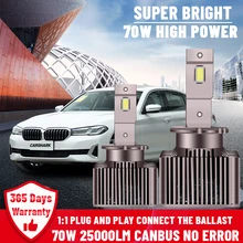 Carshark – phare de voiture Led Super lumineux, ampoules Auto 1:1 Mini Canbus, 70W 25000lm D1S D3S D2S D4S D2R D4R D5S D8S 