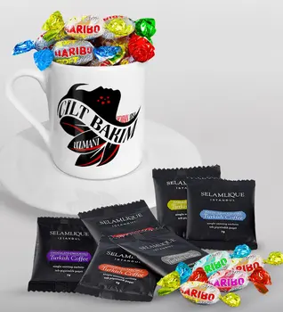 

Tailor-made Skin Care Expert Turkish coffee Cup Selamlique Mixed Turkish Coffee House and Haribo Candy Gift Seti-2
