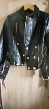 Designer Jacket Motorcycle Faux-Leather Womens Lion-Buttons High-Quality Newest