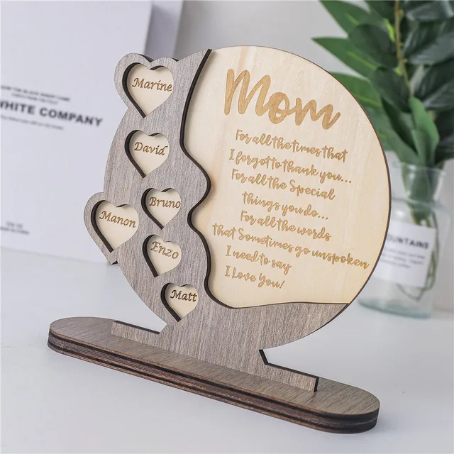 Cadre en bois personnalisé avec noms de famille, cadeau personnalisé pour  la colonne vertébrale, grand-mère, gravure au laser, texte, arbre  généalogique, décoration de bureau bricolage - AliExpress