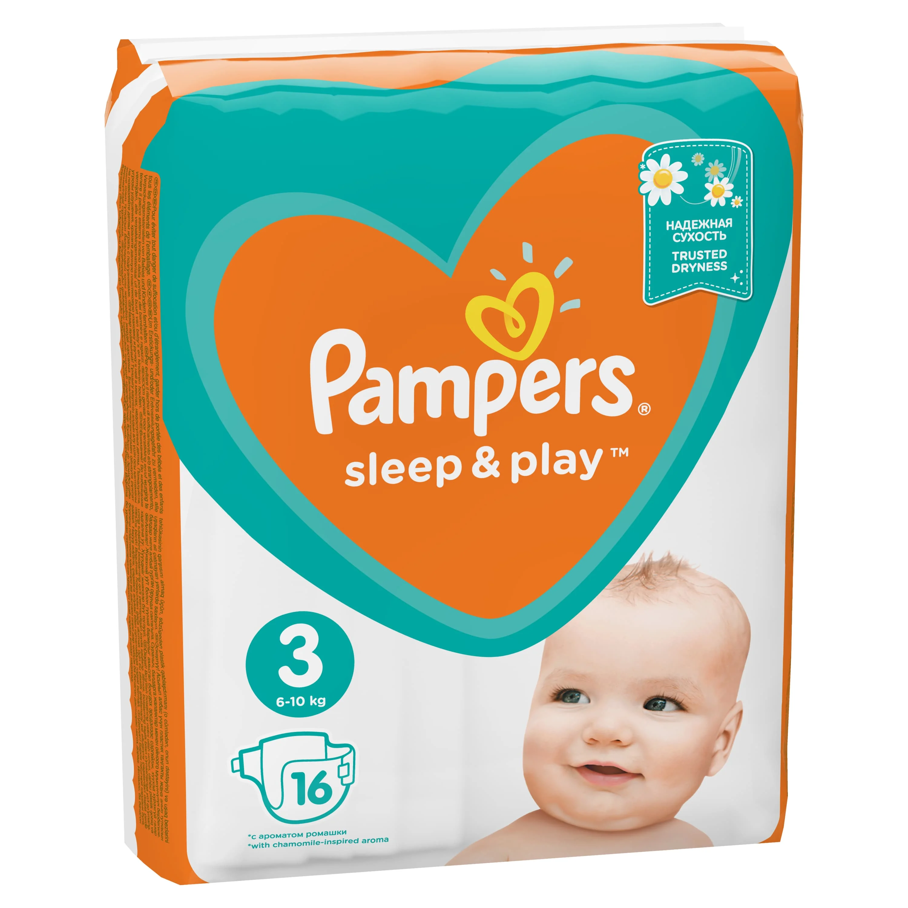 Подгузники Pampers Sleep& Play 6-10 кг, 3 размер, 16шт