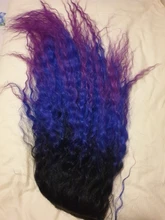 Bella-Peluca de Cosplay de 28 pulgadas, pelo sintético rizado, mezcla de morado, Azul, Negro, encaje sintético largo, peluca fiesta, Cosplay diario