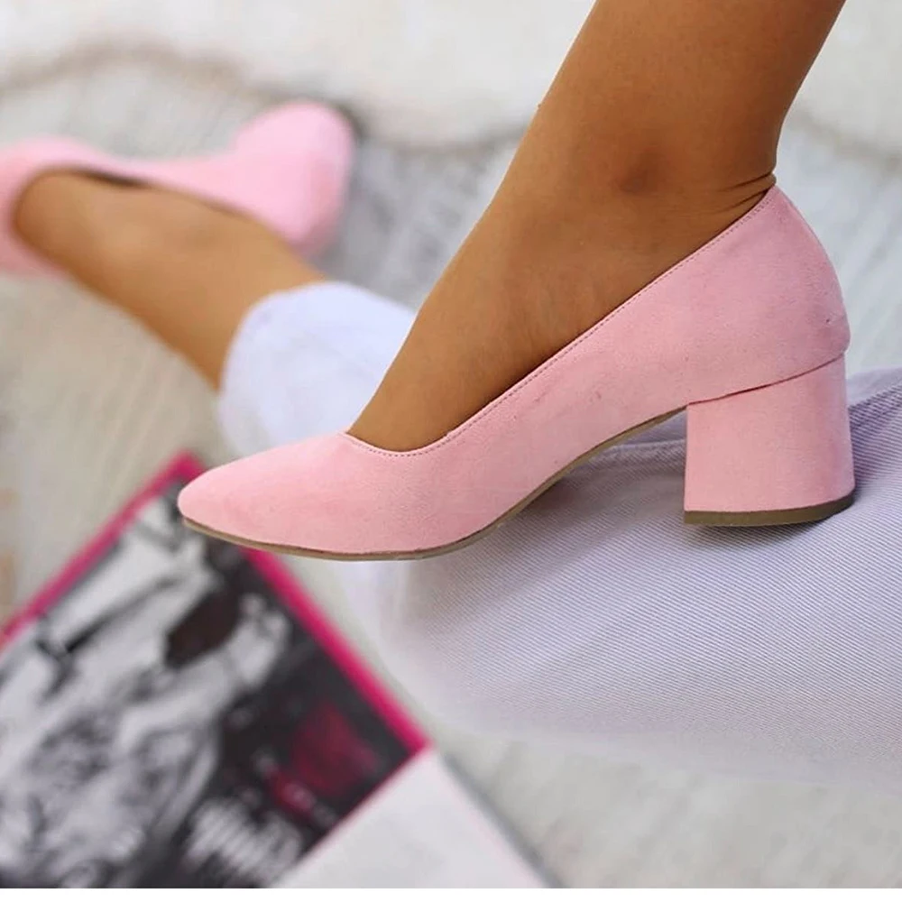 Meikoshoes Bow Decor Chunky Block Heel Pumps Pointed Toe Solid Color Dress  Shoes | Block heels pumps, Pumps heels, Ankle strap chunky heels