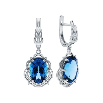

Silver earrings with Topaz and cubic zirconia sunlight sample 925