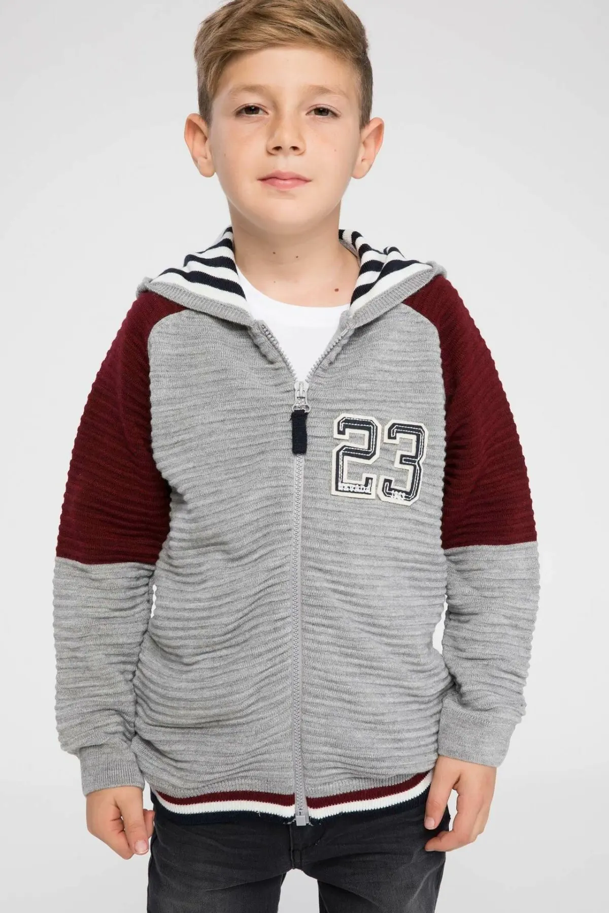 

DeFacto Autumn Boy Letter Pattern Hooded Cardigan Boys Casual Loose Coats Kids Comfort Sportwear Jackets New - I9646A618AU