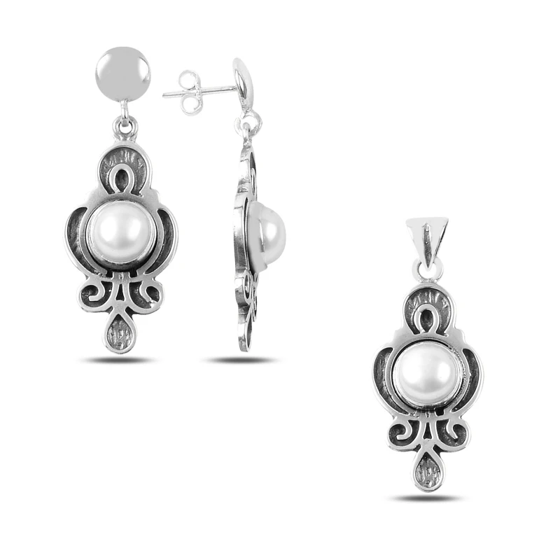

Silver 925 Sterling Pearls of Handwork Set