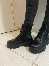 Botas con plataforma alta de charol para mujer, botines a la moda, antideslizantes, resistentes al desgaste, color negro, 2020