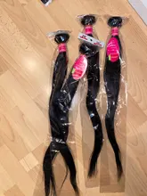 Beaufox-extensiones de pelo ondulado brasileño, extensiones de cabello humano liso, Natural/negro azabache, Remy, 1/3/4 unidades, 8-30 pulgadas