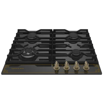 

Gas cooking panel tempered glass Zigmund & shtain m 22.6 a black cast iron brass 4 Burner