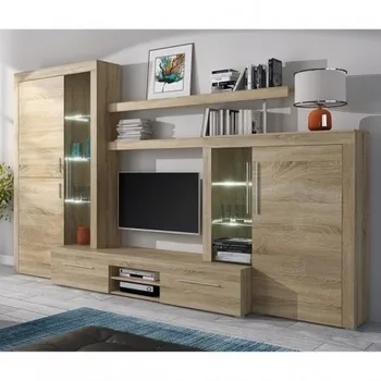 

Living room modulate MINORCA TV cabinet and showcases oak color Sonoma 296 cm
