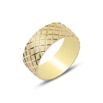 

Silver 925 Sterling Lozenge Pattern Wedding Ring