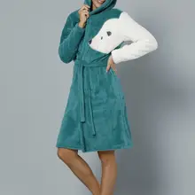 Черный жемчуг женский с капюшоном вышитый мягкий Халат