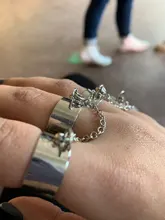 Anillos Punk de Hip Pop para mujer, cadena ajustable multicapa, cuatro anillos abiertos para dedos, anillos giratorios de aleación para mujer, regalo de fiesta
