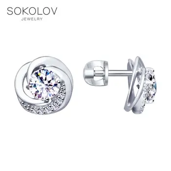 

SOKOLOV Silver drop earrings with stones with cubic zirconia fashion jewelry silver 925 women's male, long earrings