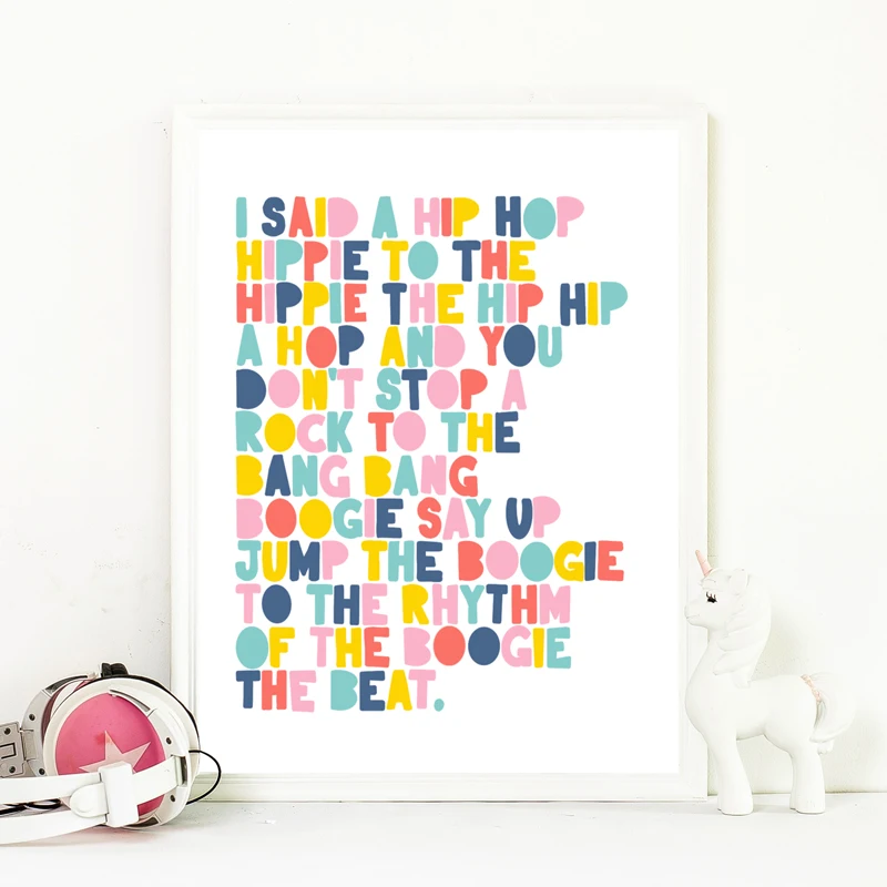 Nursery Rappers Delight Hip Hop Poster Art Prints Kids Gallery Wall Room Decor Colorful Quote Canvas Painting Picture Decoration