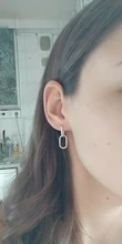 ANENJERY de Plata de Ley 925 Plata geométrica Oval aro pendientes para las mujeres Simple de Metal de estilo desmontable pendientes para las mujeres S-E1412