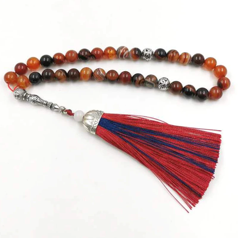Натуральный агат Tasbih мужской мусульманский браслет misbaha 33 masbaha женские подарки