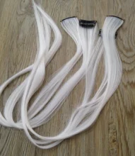 Lupu-extensiones de cabello sintético para niña, horquilla larga y lisa con un Chip en color arcoíris resaltado, para cabello falso