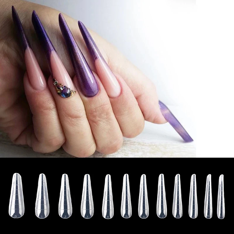 

MSHARE Molde F1 Dual Forms Nails Curvatura C Bailarina Russian Almond Nail Tips Acrylic Gel Upper Arched Form 12 Size 120pcs