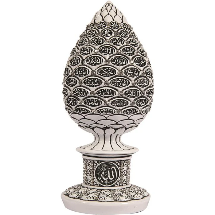 

White Color Pine Cone Design Islamic Gift With Stones