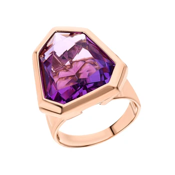 

Gold ring with amethyst sunlight sample 585
