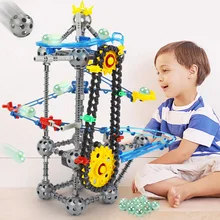 Лифт мраморный Запуск строительные блоки игрушки лабиринт шары мрамор s цепи мяч мраморные треки мраморные пробежки блоки технические игрушки для детей