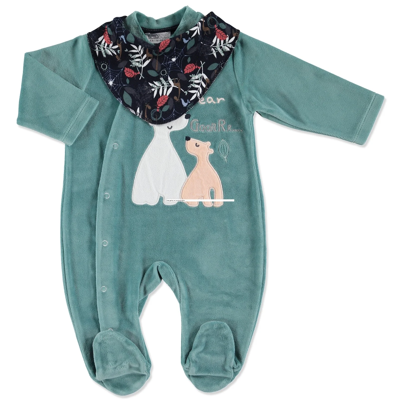 

ebebek HelloBaby Forest Party Baby Velvet Footed Romper Set