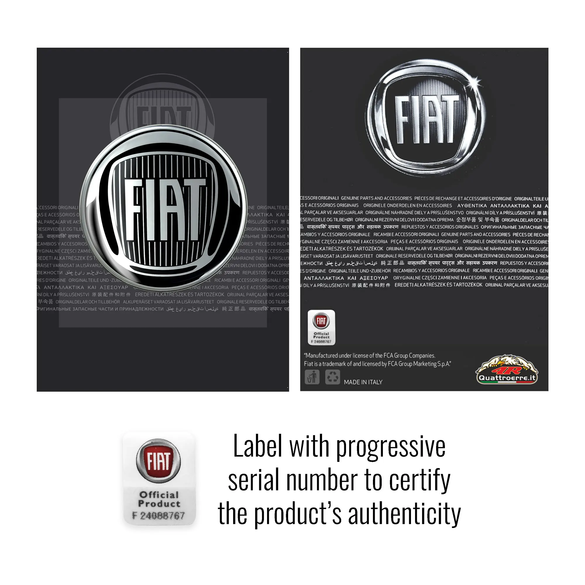 Autocollant 3D Fiat Tipo Logo Blason Capot + Arrière Effet Carbone - Neuf